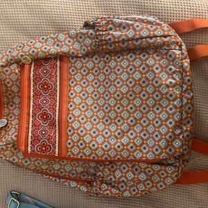 Vera Bradley Orange, Turquoise, Red Patterned Backpack